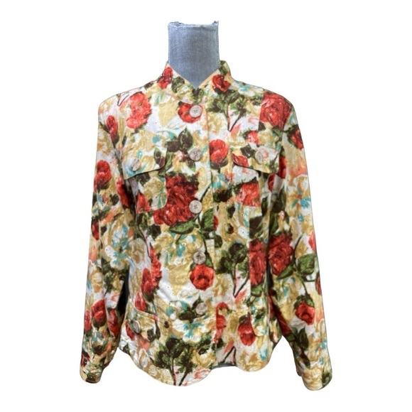 Bamboo Traders Jackets & Blazers - BAMBOO TRADERS Floral Cotton Eyelet Lined Short Blazer/Jacket - Size Large